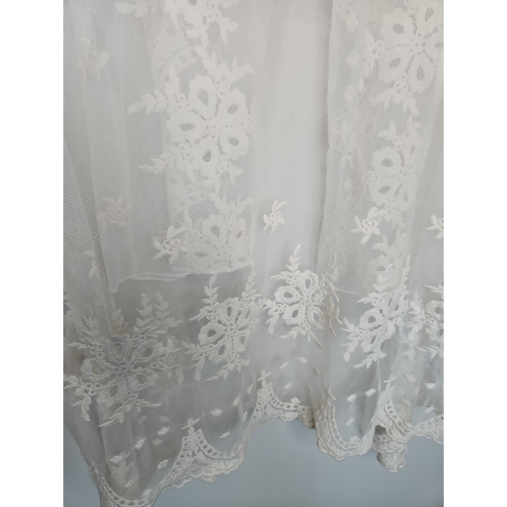 Indigo Soul Mesh Embroidered Crochet Cardigan L Ivory Boho Western Coverup Rodeo - Picture 13 of 14